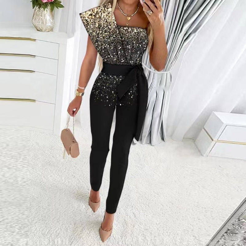 Lustrous™ Jumpsuit met één schouder